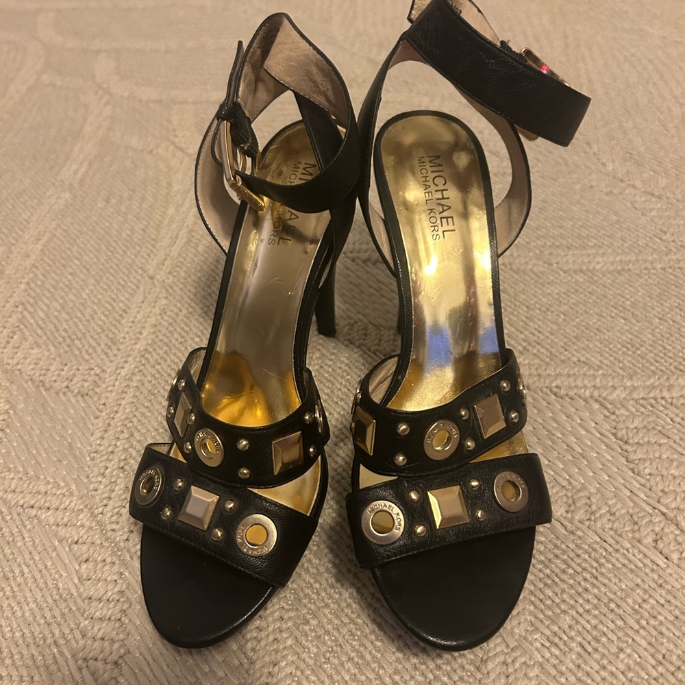 Michael Kors black leather sandals